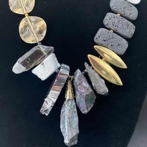 TRESKA NECKLACE VOLCANIC COLLECTION 18”-22” AGATES SMOKEY QUARTZ NWT